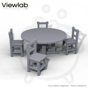 La Table Ronde & ses 4 Chaises